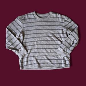 Eddie Bauer Gray and Black Striped Long Sleeve Tee